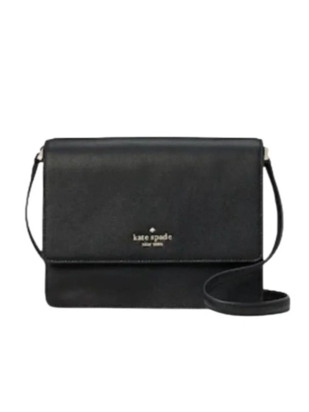 Kate Spade Kristi KB430 Black Refined Grain Leather Flap Crossbody NWT $369